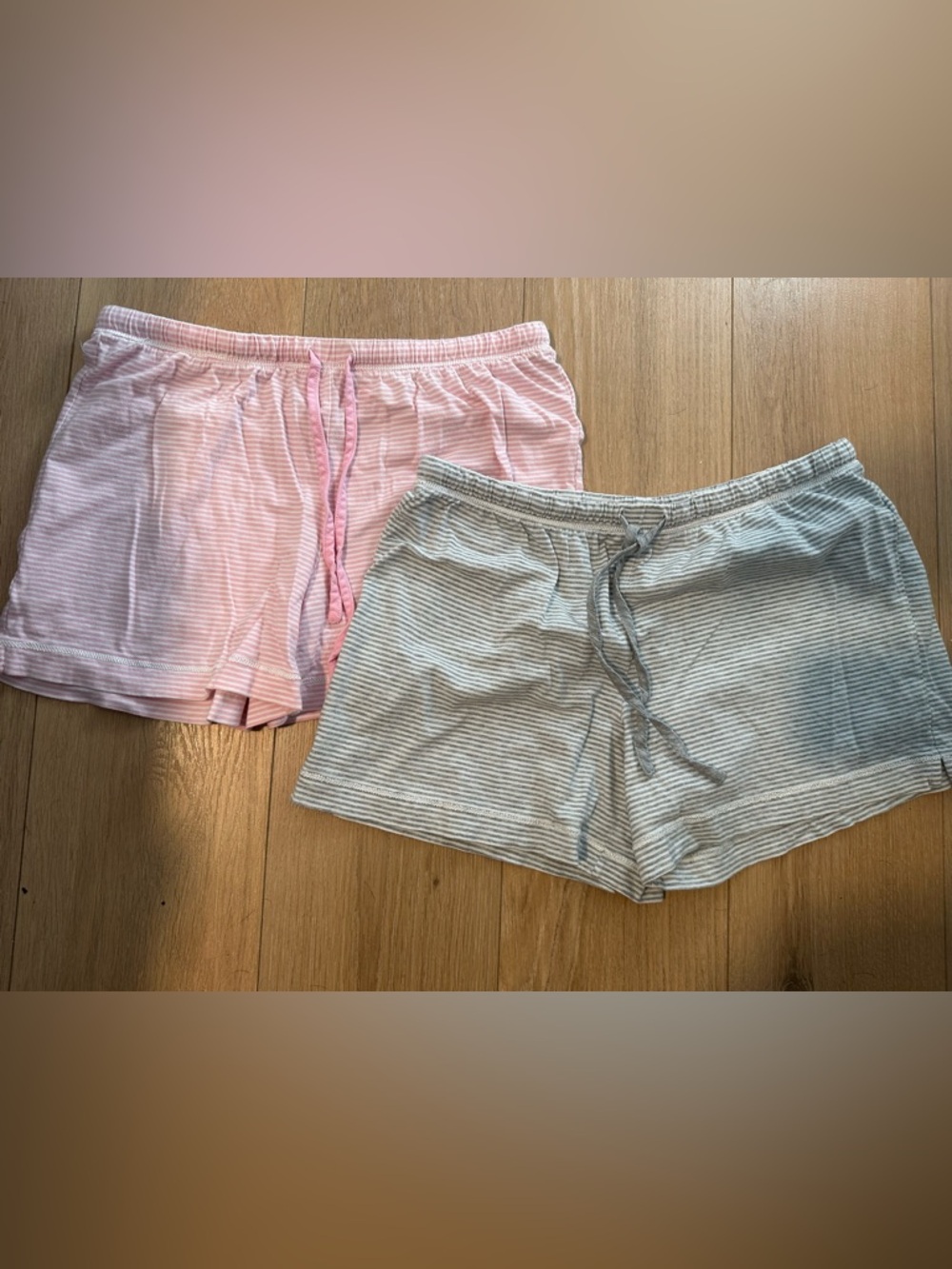 Carole Hochman Pink & Light Gray Striped Lounge Shorts (2pc)